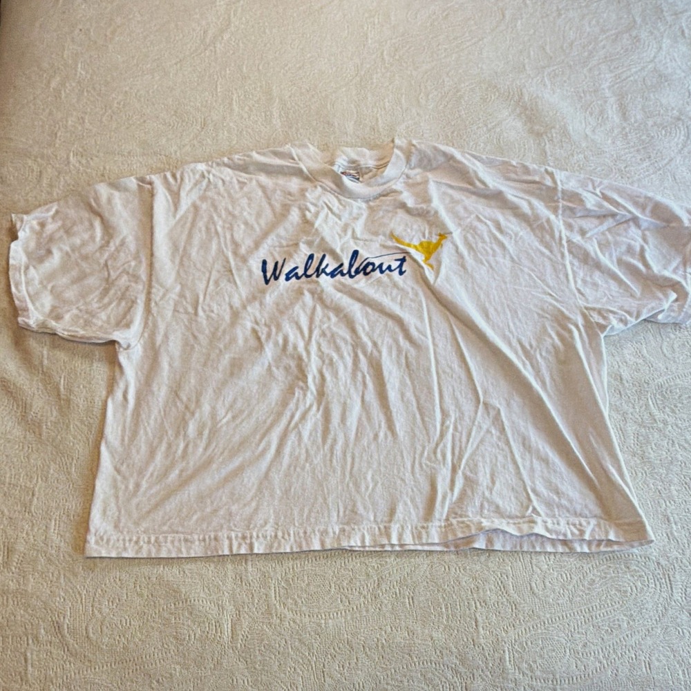 Hanes Beefy-T Mens 3XL White Walkabout Kangaroo Graphic T-Shirt Big & Tall
